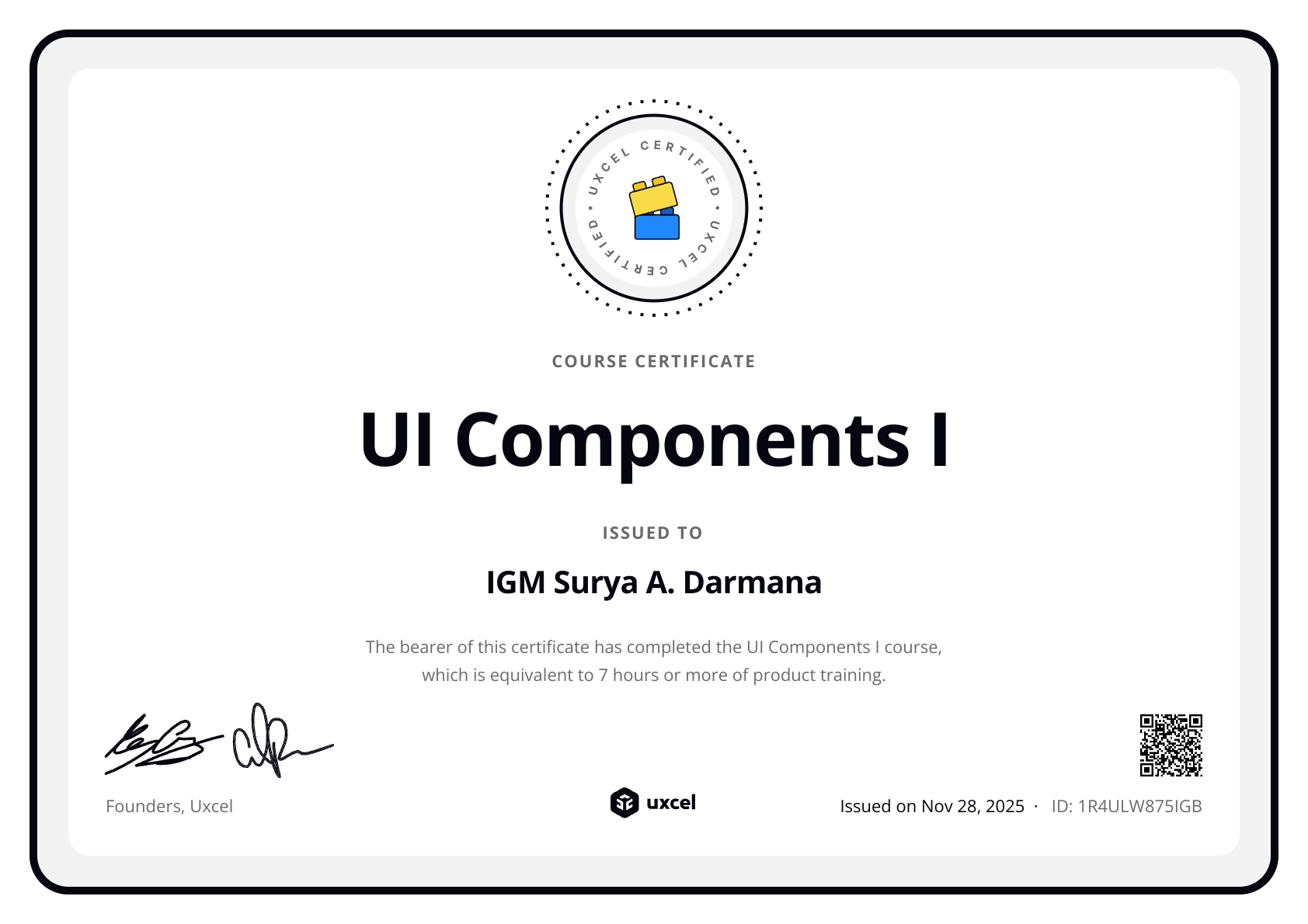 IGM Surya A. Darmana's certificate